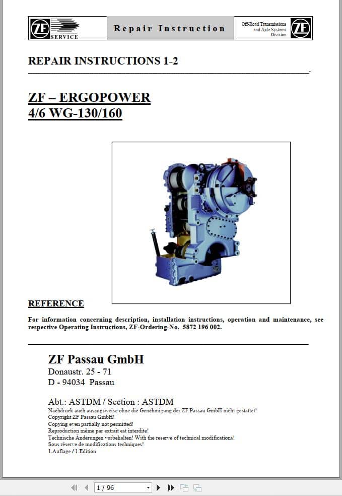 ZF Transmission ERGOPOWER 4 6 WG 130 160 Repair Manual (1)