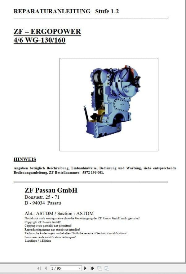 ZF Transmission ERGOPOWER 4 6 WG 130 160 Repair Manual DE (1)