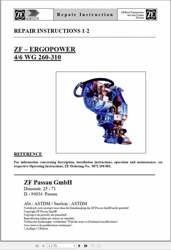 ZF Transmission ERGOPOWER 4 6 WG 260 310 Repair Manual (1)