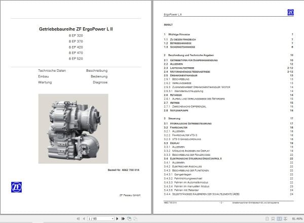 ZF Transmission ErgoPower L II Diagrams and Operating Instructions DE (1)
