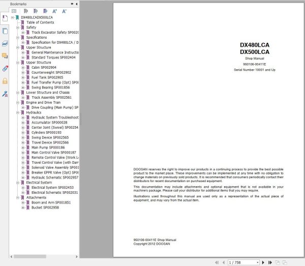 Doosan Excavators DX480LCA DX500LCA Shop Manual (1)