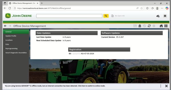 John Deere SA 5.3.267 Application REMOTE INSTALLATION 1