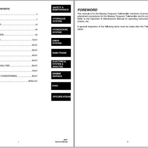 Massey Ferguson Telescopic Handler MF8947 Workshop Service Manual 1857619B (1)