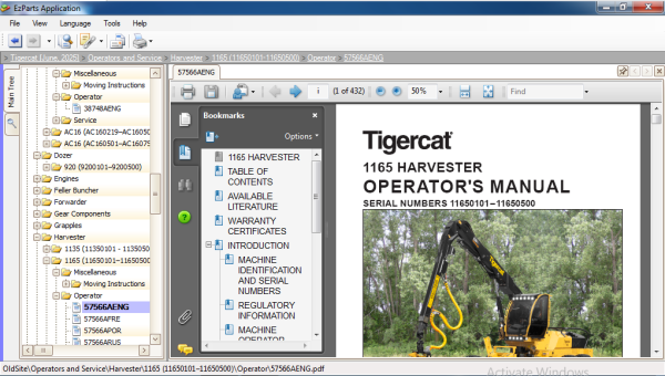 Tigercat EPC 06.2025 Parts Catalog Service Operator Manuals VMWARE 5