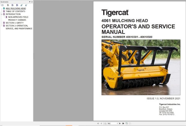 Tigercat Heavy Equipment Operators Service Manual Update 2025 (4)