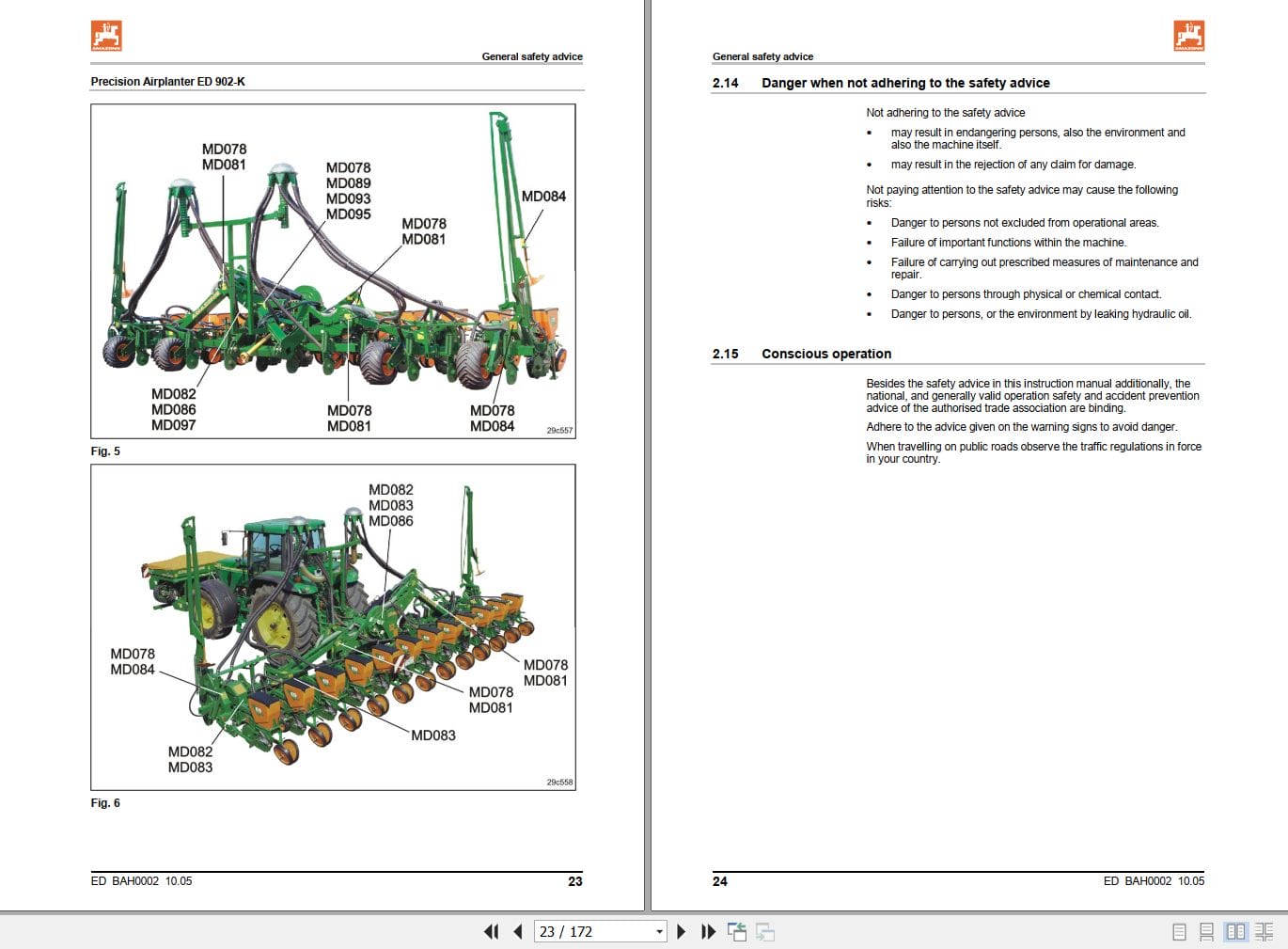 Amazone Airplanter ED302 ED452 ED452 K EDG02 K ED902 K Operating Manual MG1239 (2)