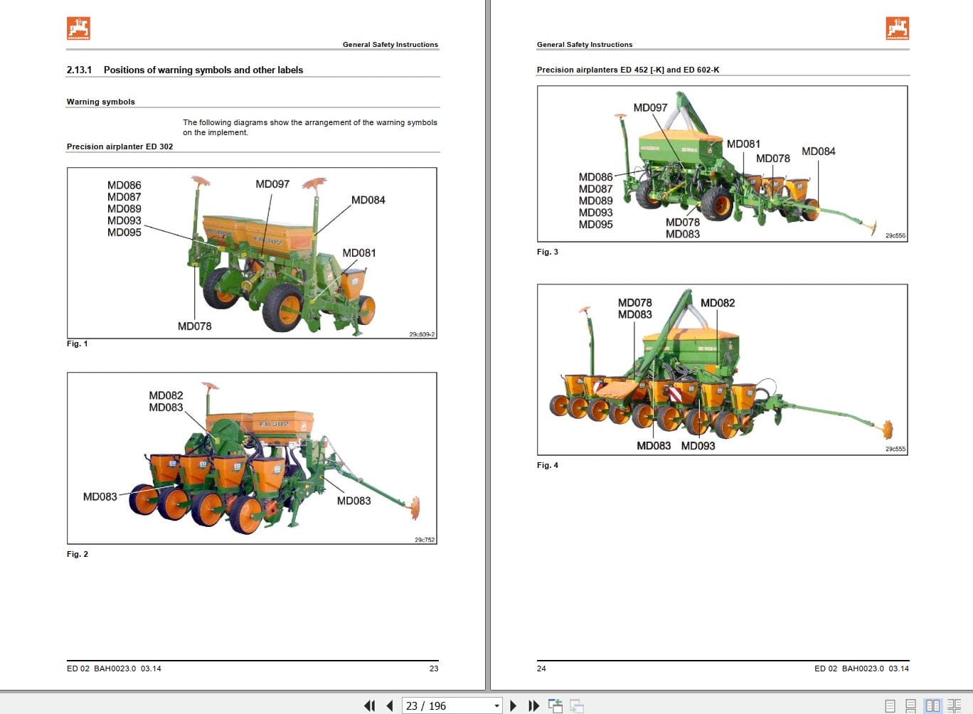 Amazone Airplanter ED302 ED452 K ED452 ED602 K Operating Manual MG5104 (2)