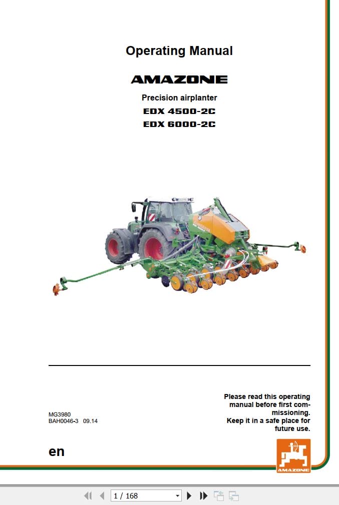 Amazone Airplanter EDX4500 2C EDX6000 2C Operating Manual MG3980 (1)