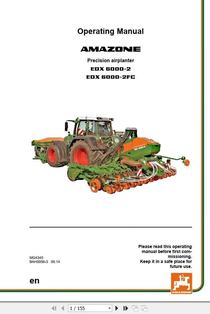 Amazone Airplanter EDX6000 2 EDX6000 2FC Operating Manual MG4340 (1)