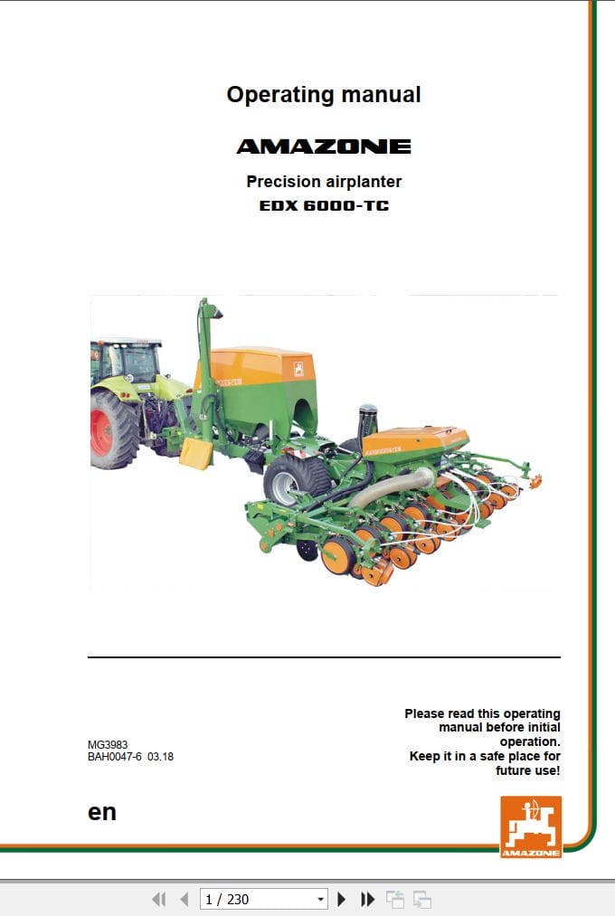 Amazone Airplanter EDX6000 TC Operating Manual MG3983 (1)