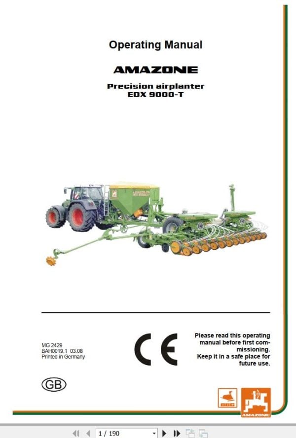 Amazone Airplanter Edx9000 T Operating Manual Mg2429 (1)