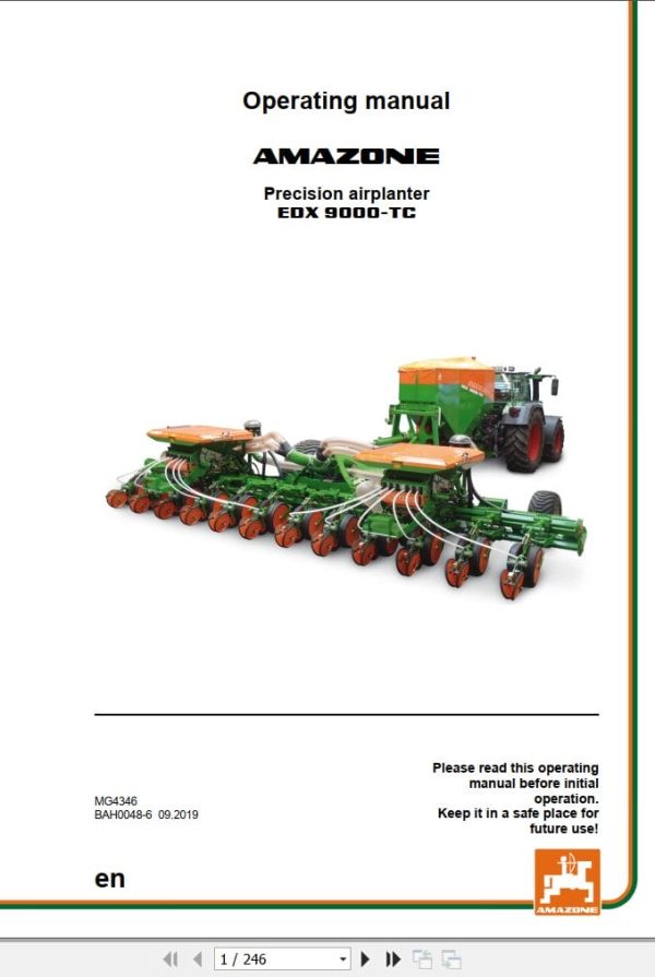 Amazone Airplanter Edx9000 Tc Operating Manual Mg4346 2019 (1)