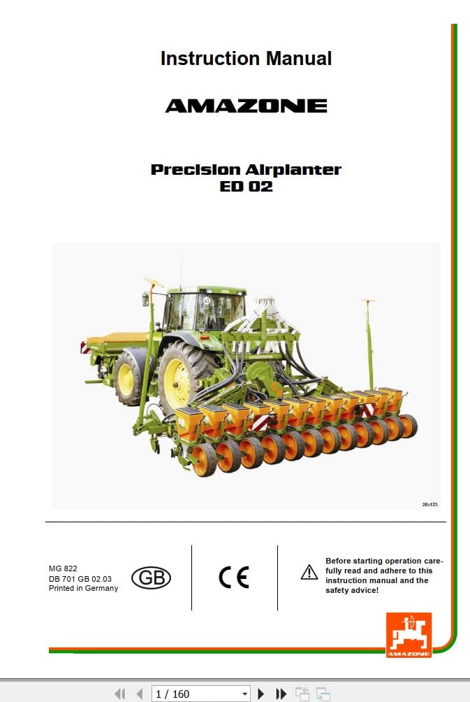 Amazone Airplanter Precea ED02 Instructions Manual MG822 (1)