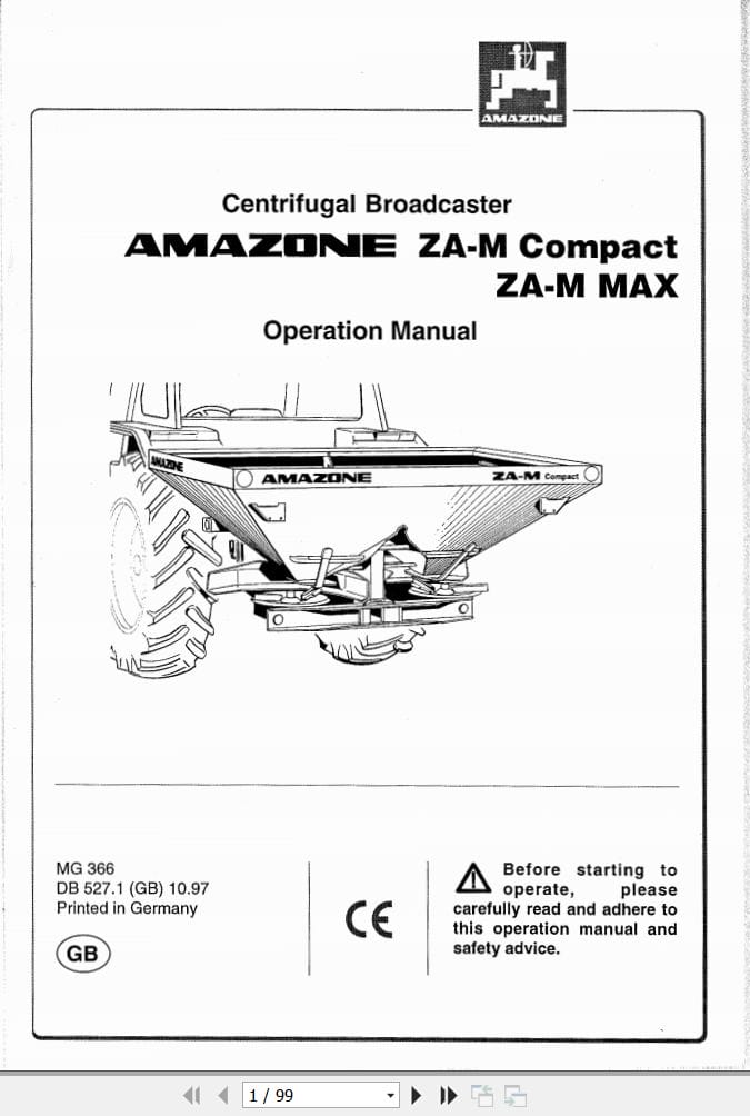 Amazone Centrifugal Broadcaster ZA M Compact ZA M Max Operating Manual MG366 (1)
