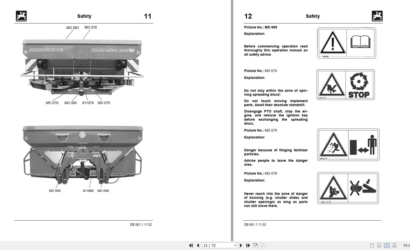 Amazone Centrifugal Broadcaster ZA M Ultra profiS Operating Manual MG761 (2)