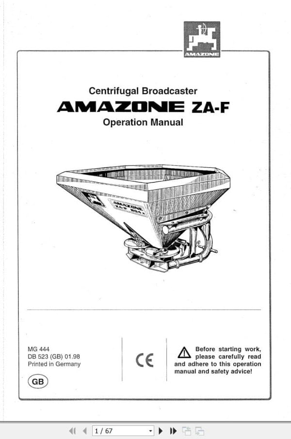 Amazone Centrifugal Broadcasters Za F Operating Manual Mg444 (1)