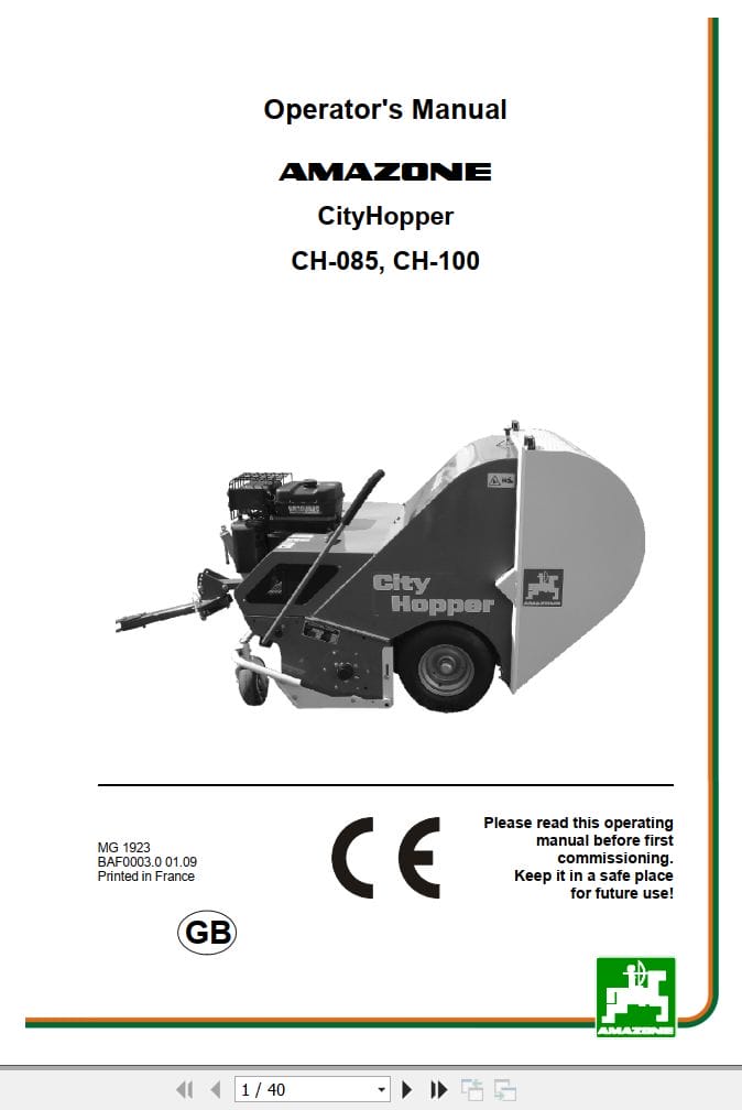 Amazone CityHopper CH 085 CH 100 Operating Manual MG1923 (1)
