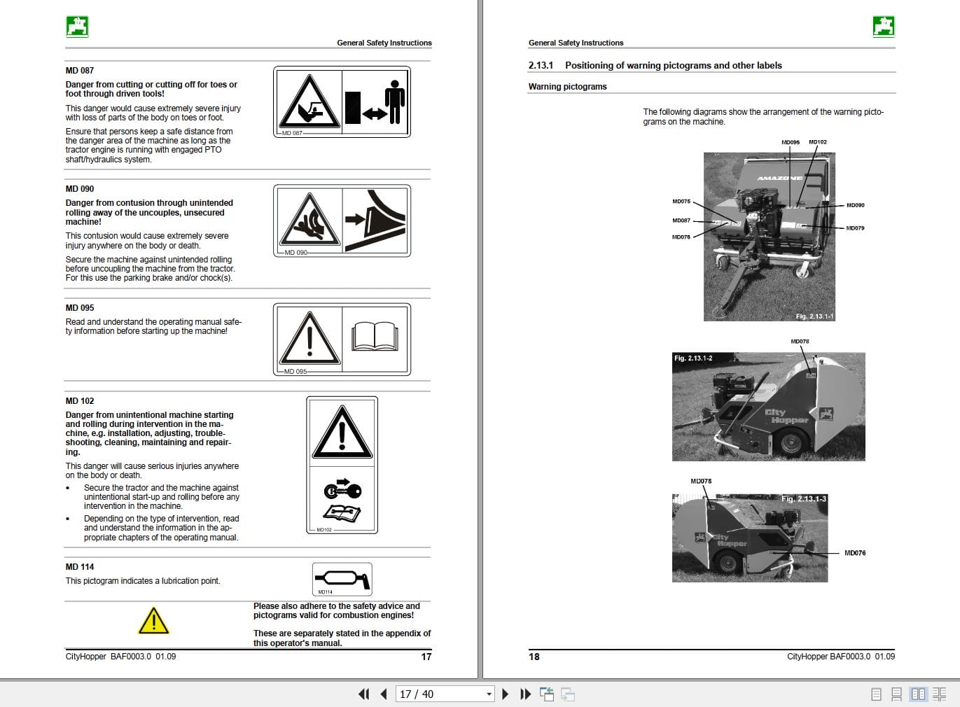 Amazone CityHopper CH 085 CH 100 Operating Manual MG1923 (2)