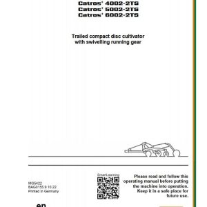 Amazone Cultivator Catros+ 4002 2TS 5002 2TS 6002 2TS Operating Manual MG5422 (1)