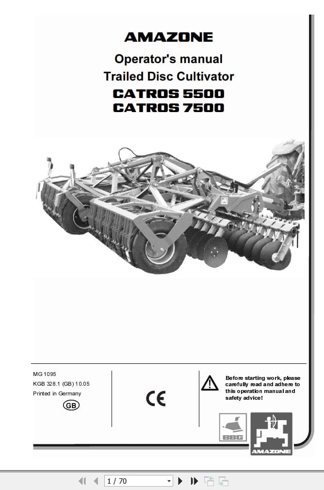 Amazone Cultivator Catros 5500 7500 Operating Manual MG1095 (1)