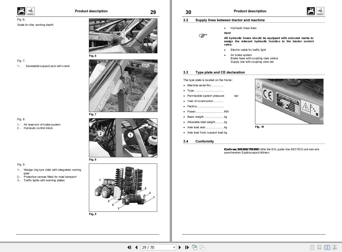 Amazone Cultivator Catros 5500 7500 Operating Manual MG1095 (2)