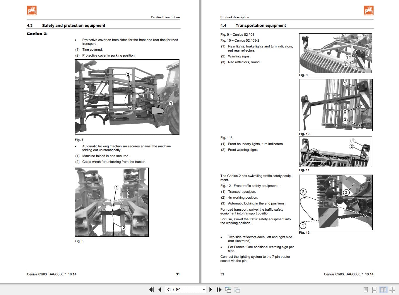Amazone Cultivator Cenius 3002 to 4003 2 Operating Manual MG3662 (2)