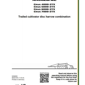 Amazone Cultivator Cenius 4000 2TX 5000 2TX 6000 2TX 7000 2TX Operating Manual MG6836US (1)