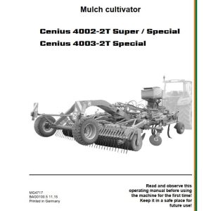 Amazone Cultivator Cenius 4002 2T 4003 2T Operating Manual MG4717 (1)
