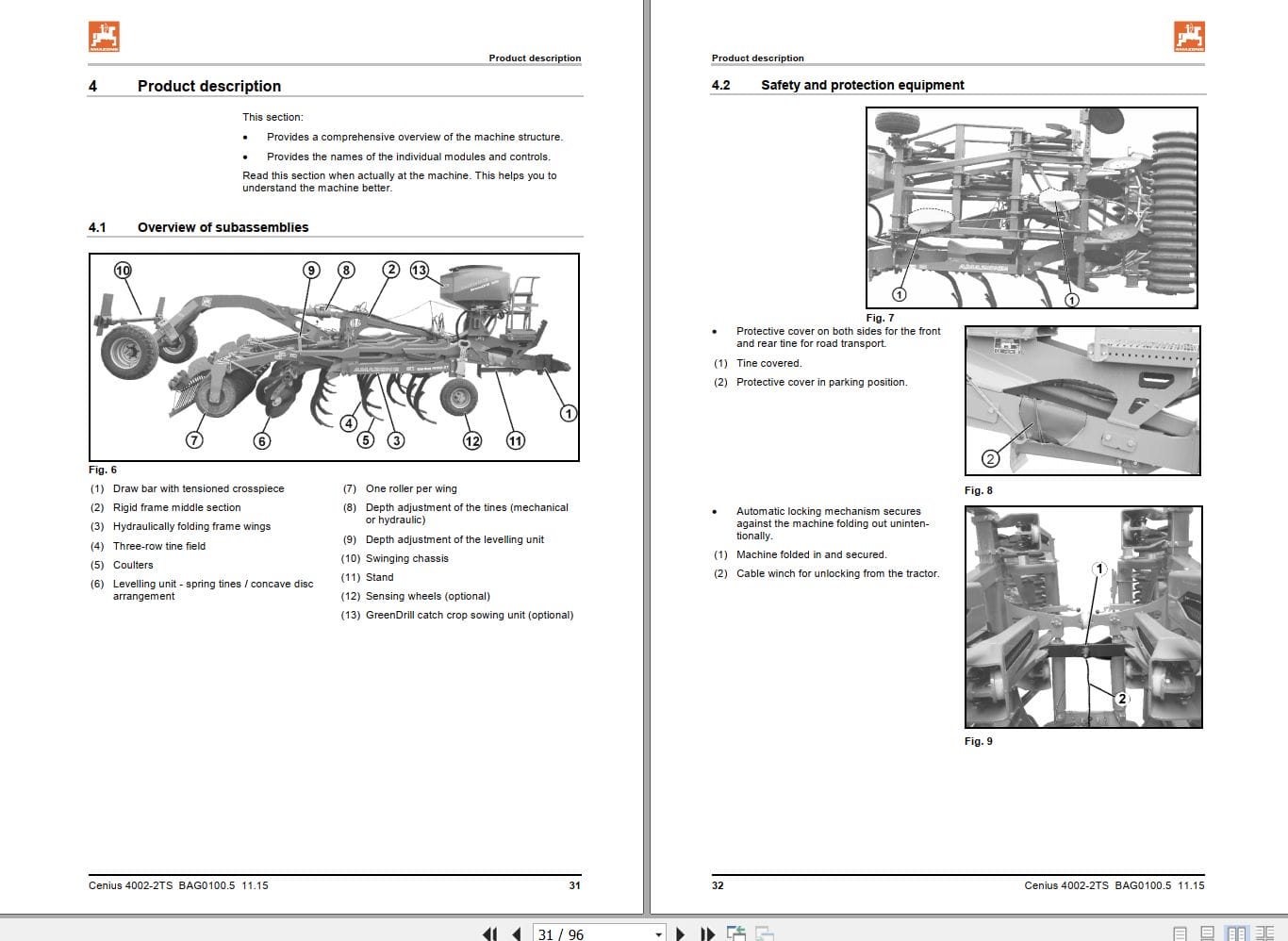 Amazone Cultivator Cenius 4002 2T 4003 2T Operating Manual MG4717 (2)