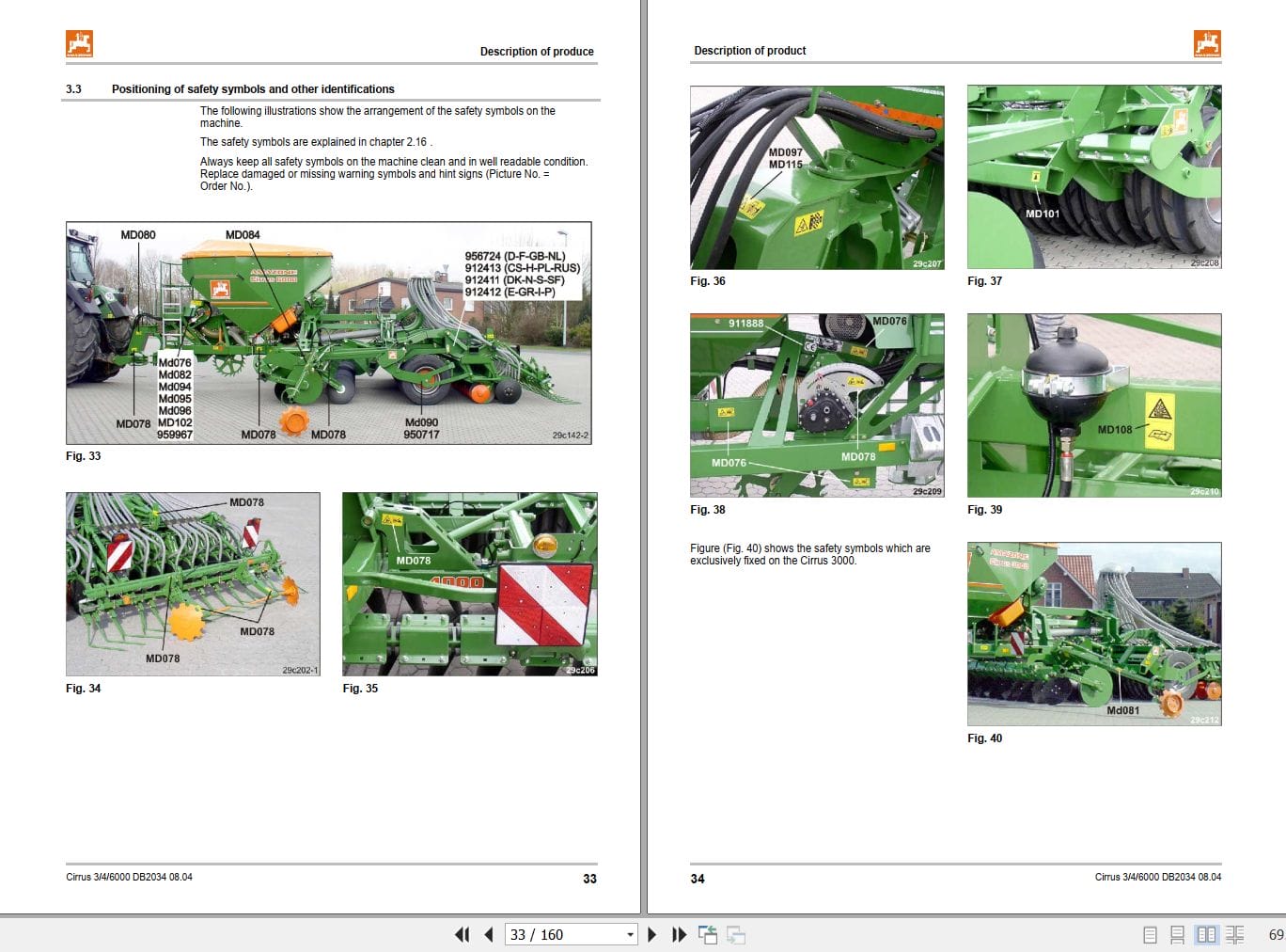 Amazone Cultivator Drill Cirrus 3000 4000 6000 Operating Manual MG997 (2)
