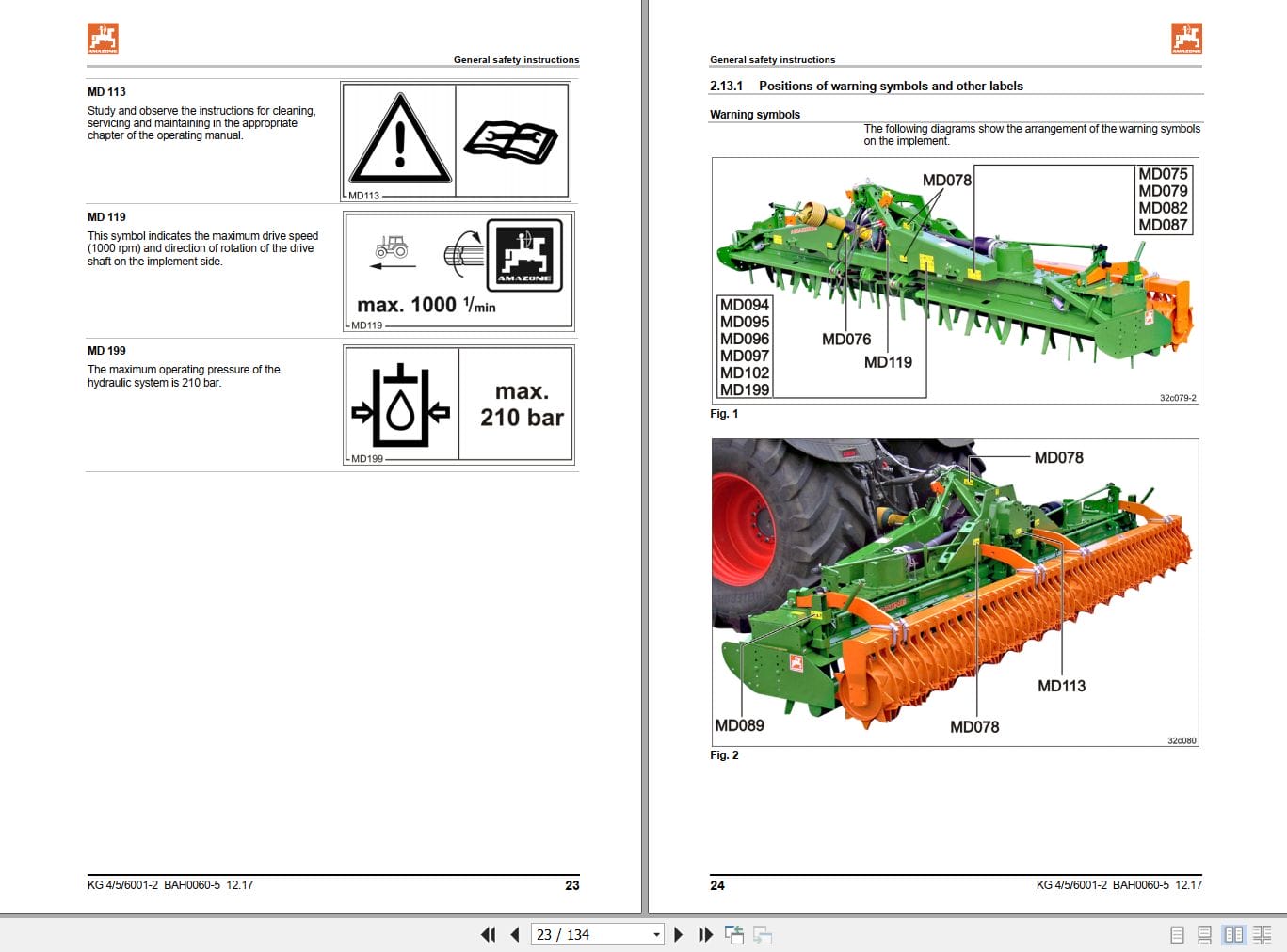 Amazone Cultivator KG 4001 2 5001 2 6001 2 Operating Manual MG4372 (2)