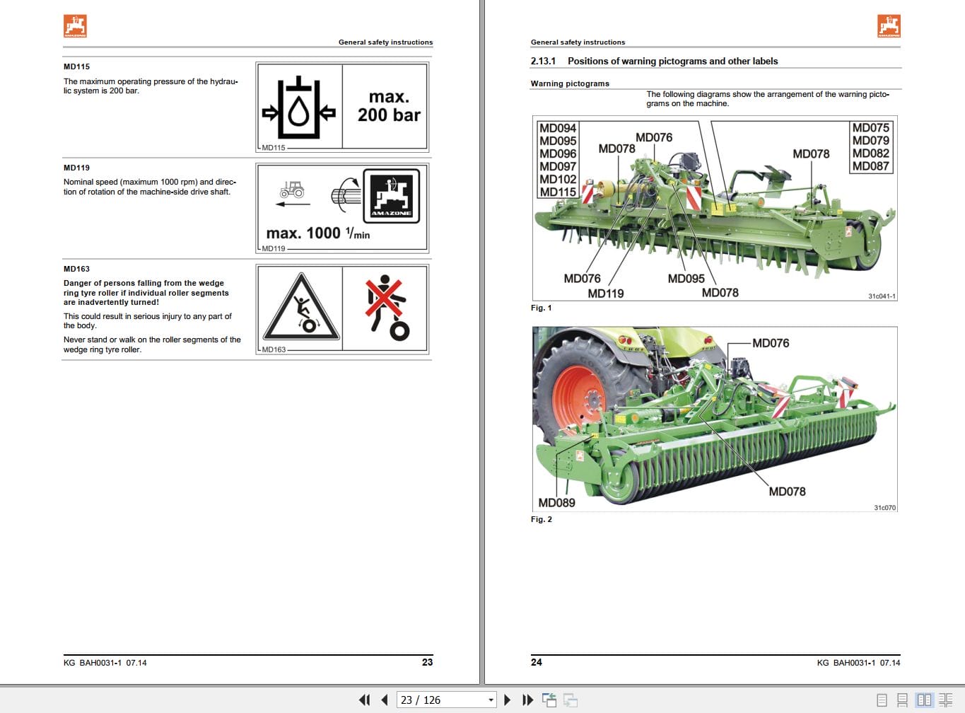 Amazone Cultivator KG4000 2 KG5000 2 KG6000 2 Operating Manual MG3296 (2)