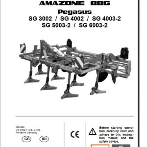 Amazone Cultivator Pegasus SG3002 SG6003 2 Operating Manual MG683 (1)