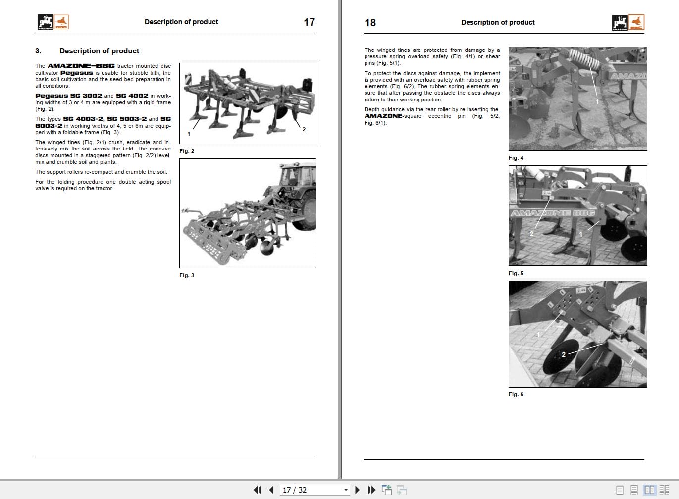 Amazone Cultivator Pegasus SG3002 SG6003 2 Operating Manual MG683 (2)