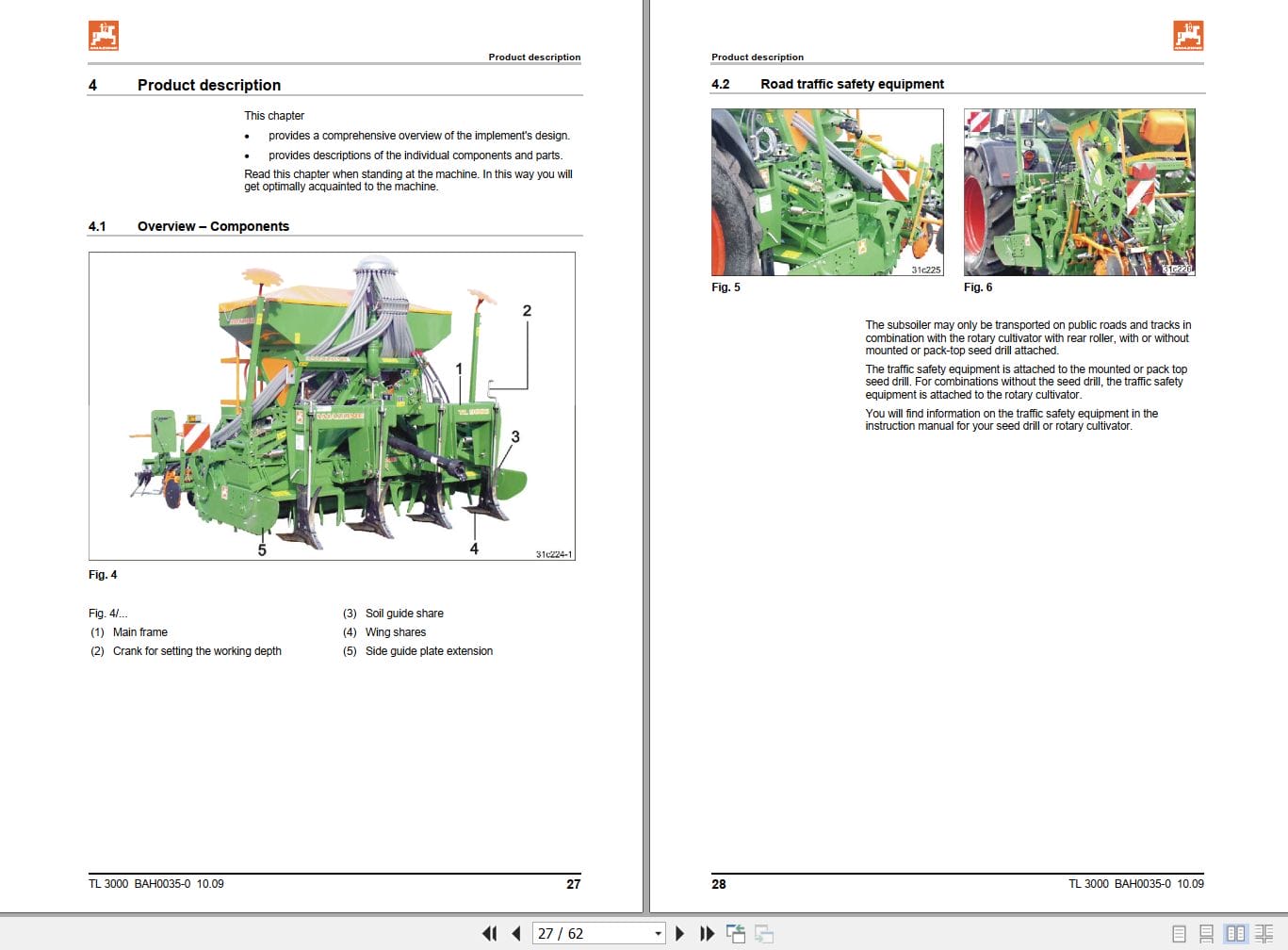 Amazone Deep Loosener TL3000 Instructions Manual MG3500 (2)