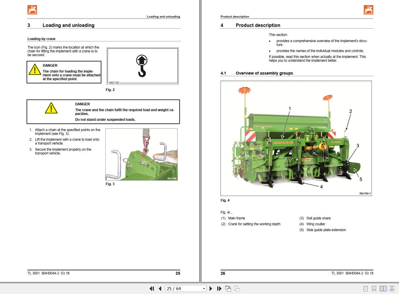 Amazone Deep Loosener TL3001 Operating Manual MG3868 (2)