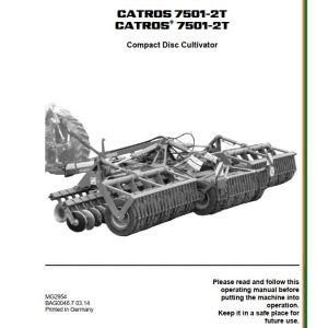 Amazone Disc Cultivator CATROS 7501 2T CATROS+ 7501 2T Operating Manual MG2954 (1)