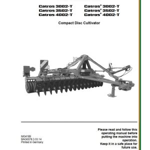 Amazone Disc Cultivator Catros 3002 T 4002 T Operating Manual MG4189 (1)