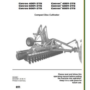 Amazone Disc Cultivator Catros 4001 2TS 6001 2TS Operating Manual MG3661 (1)