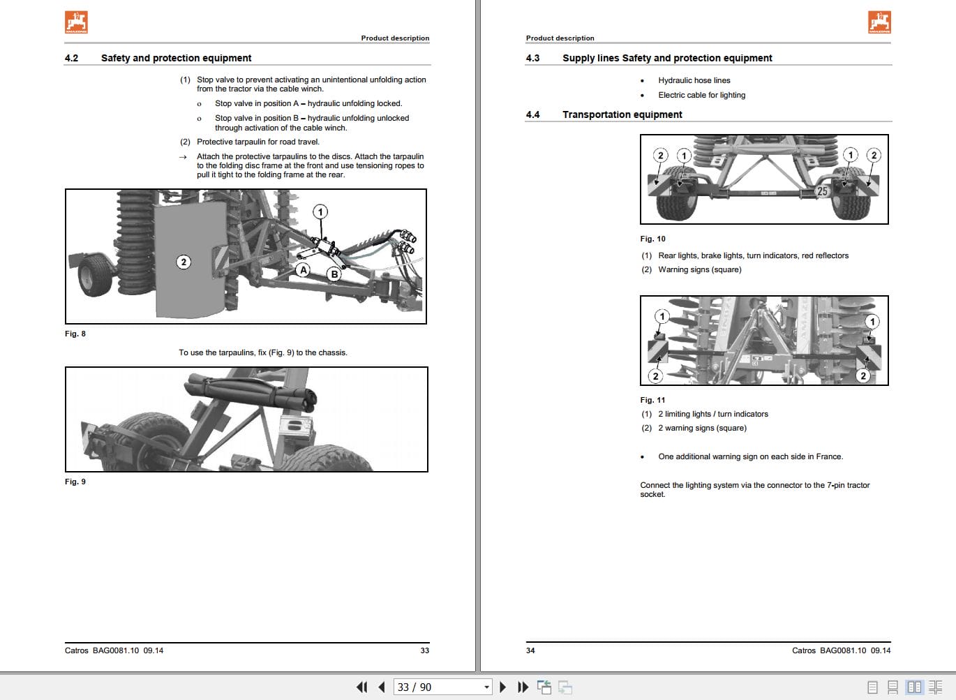 Amazone Disc Cultivator Catros 4001 2TS 6001 2TS Operating Manual MG3661 (2)