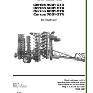 Amazone Disc Cultivator Certos 4001 2TX 5001 2TX 6001 2TX 7001 2TX Operating Manual MG5278 (1)