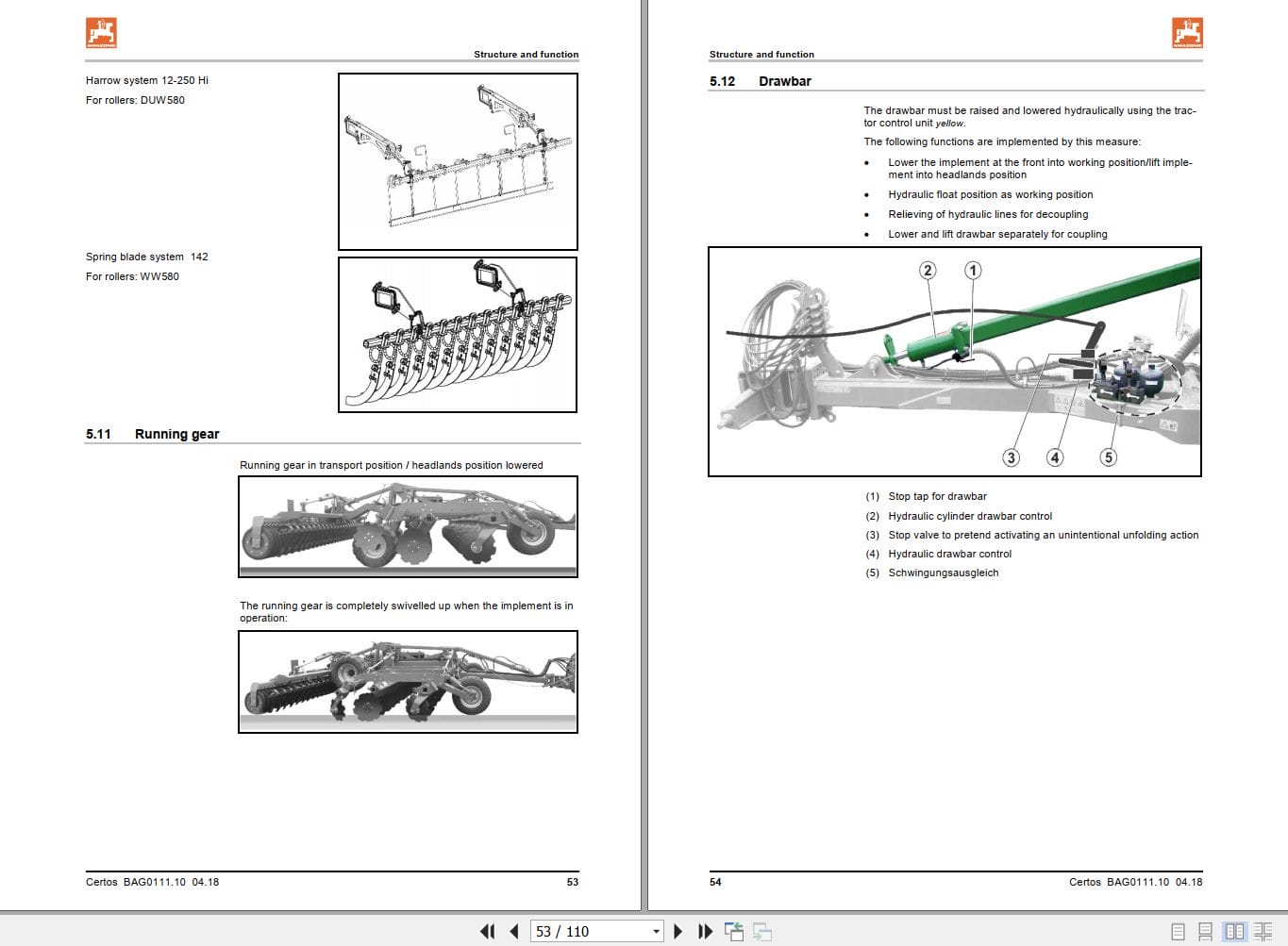 Amazone Disc Cultivator Certos 4001 2TX 5001 2TX 6001 2TX 7001 2TX Operating Manual MG5278 (2)
