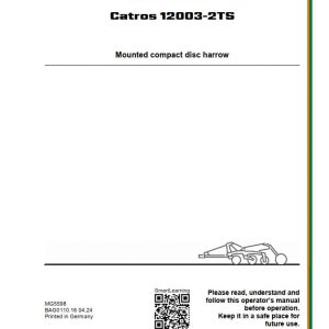 Amazone Disc Harrow Catros 12003 2TS Operating Manual MG5598US (1)