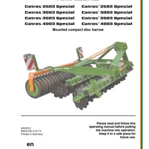 Amazone Disc Harrow Catros 2503 4003 Special Operating Manual MG5533 (1)
