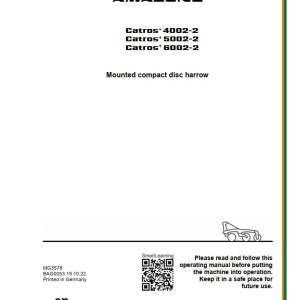 Amazone Disc Harrow Catros+ 4002 2 5002 2 6000 2 Operating Manual MG3578 (1)