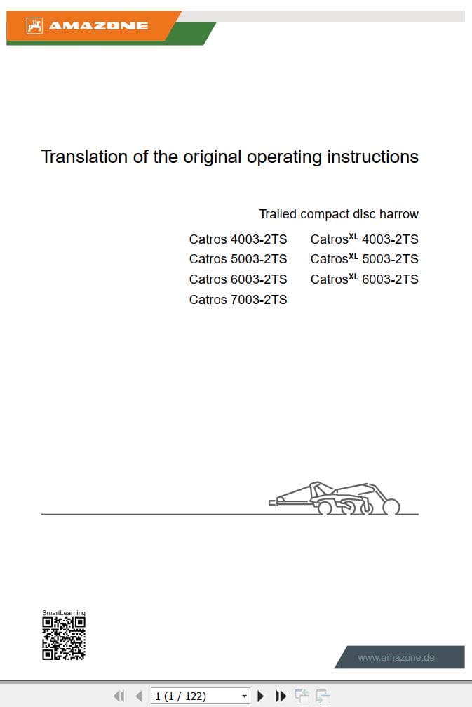 Amazone Disc Harrow Catros 4003 2TS 6003 2TS Operating Manual MG6828 EN II (1)