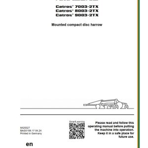 Amazone Disc Harrow Catros+ 7003 2TX 8003 2TX 9003 2TX Operating Manual MG5527 (1)