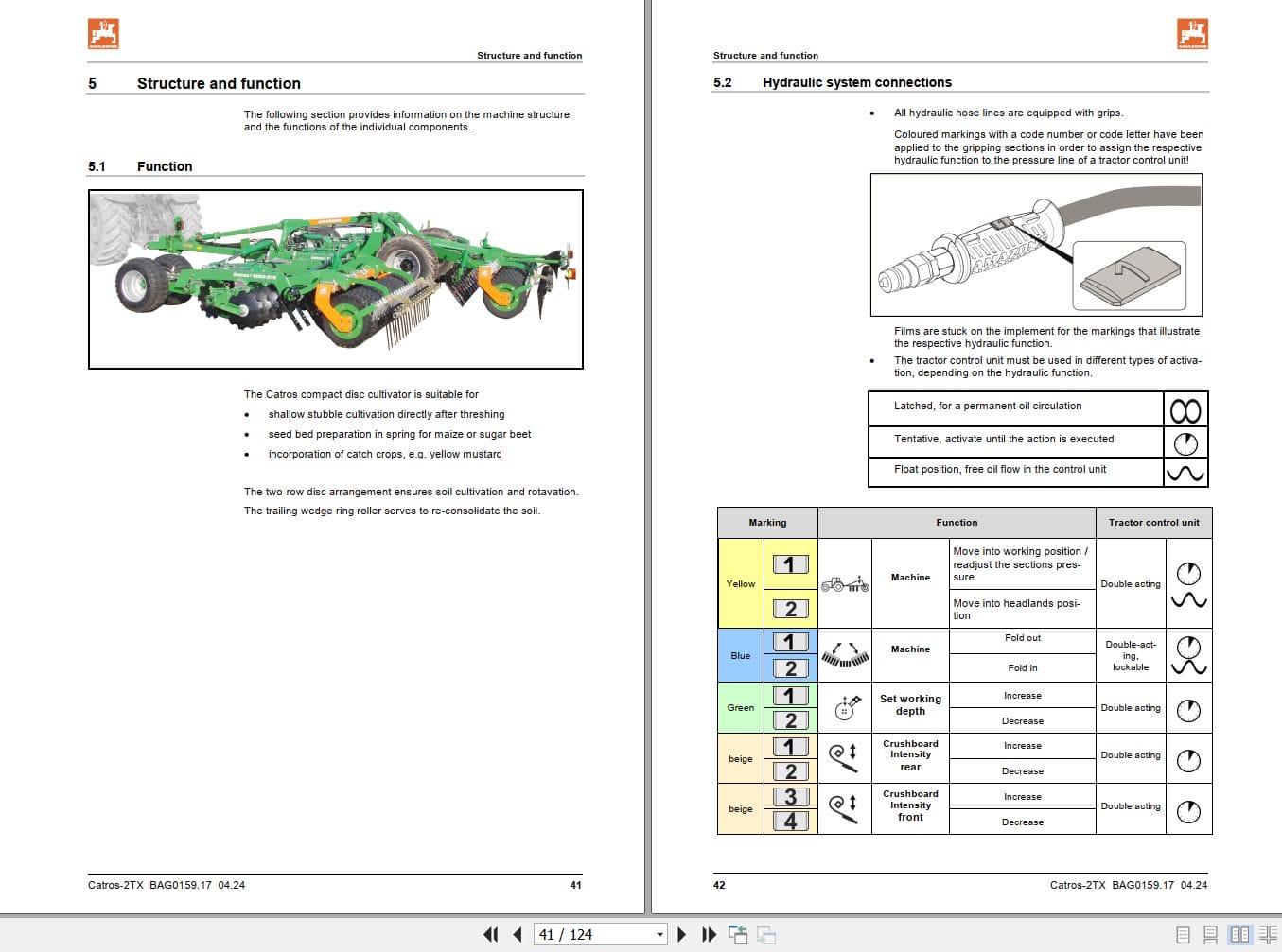 Amazone Disc Harrow Catros+ 7003 2TX 8003 2TX 9003 2TX Operating Manual MG5527 (2)