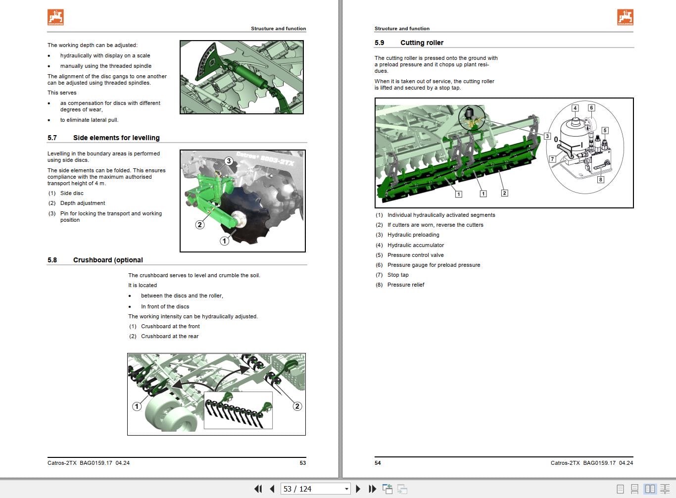 Amazone Disc Harrow Catros+ 7003 2TX 8003 2TX 9003 2TX Operating Manual MG6834US (2)