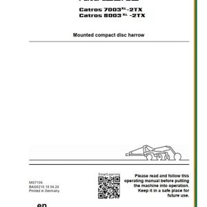 Amazone Disc Harrow Catros 7003xl 2TX 8003xl 2TX Operating Manual MG7105 (1)
